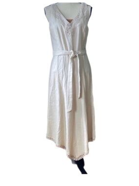 New Bandolino Womens vneck crochet casual  sleeveless beige summer dress